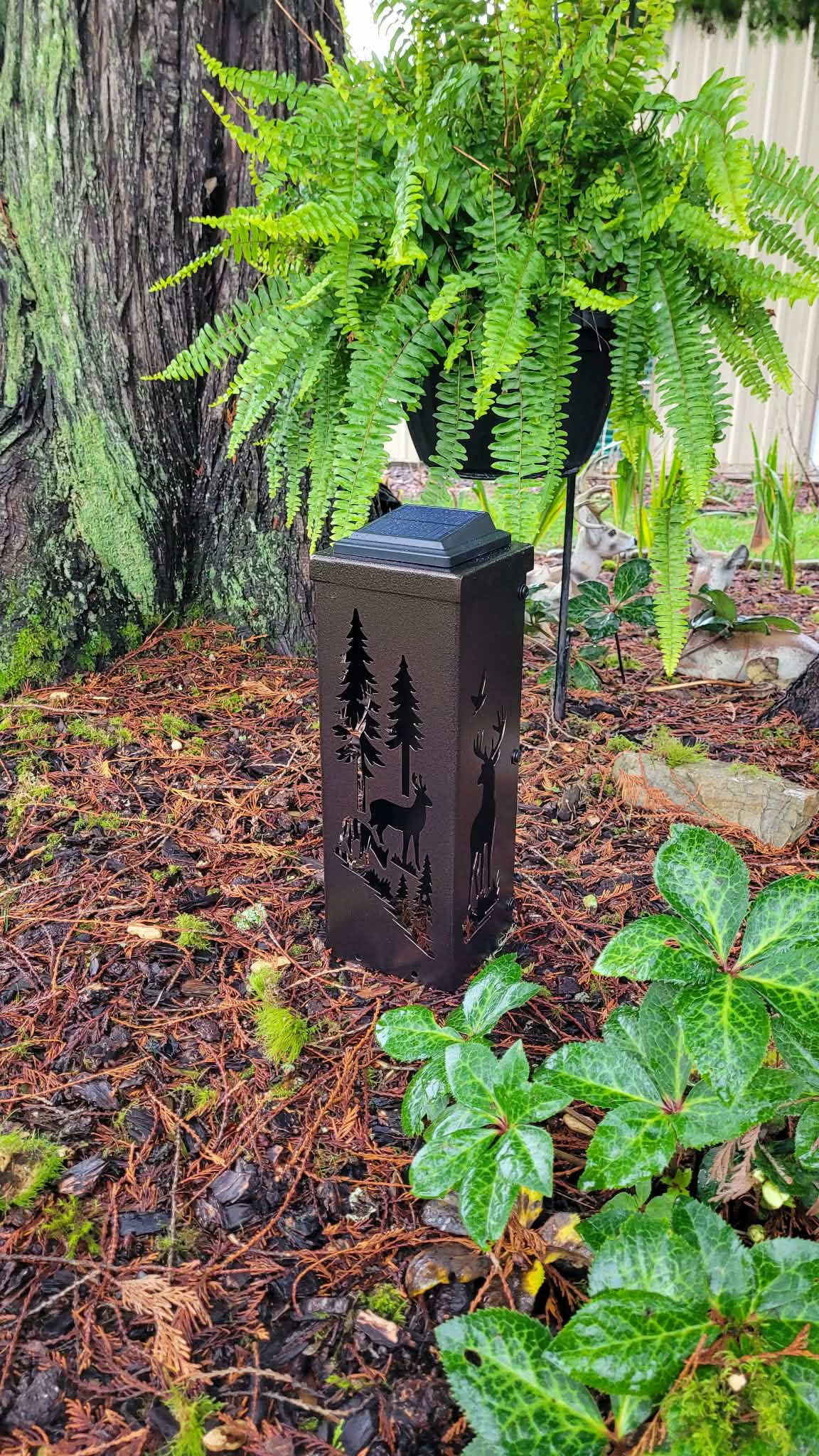 Woodland Deer Solar Light Lantern Column
